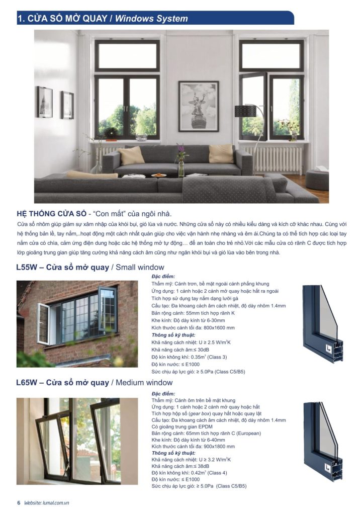 catalogue cửa sổ mở quay