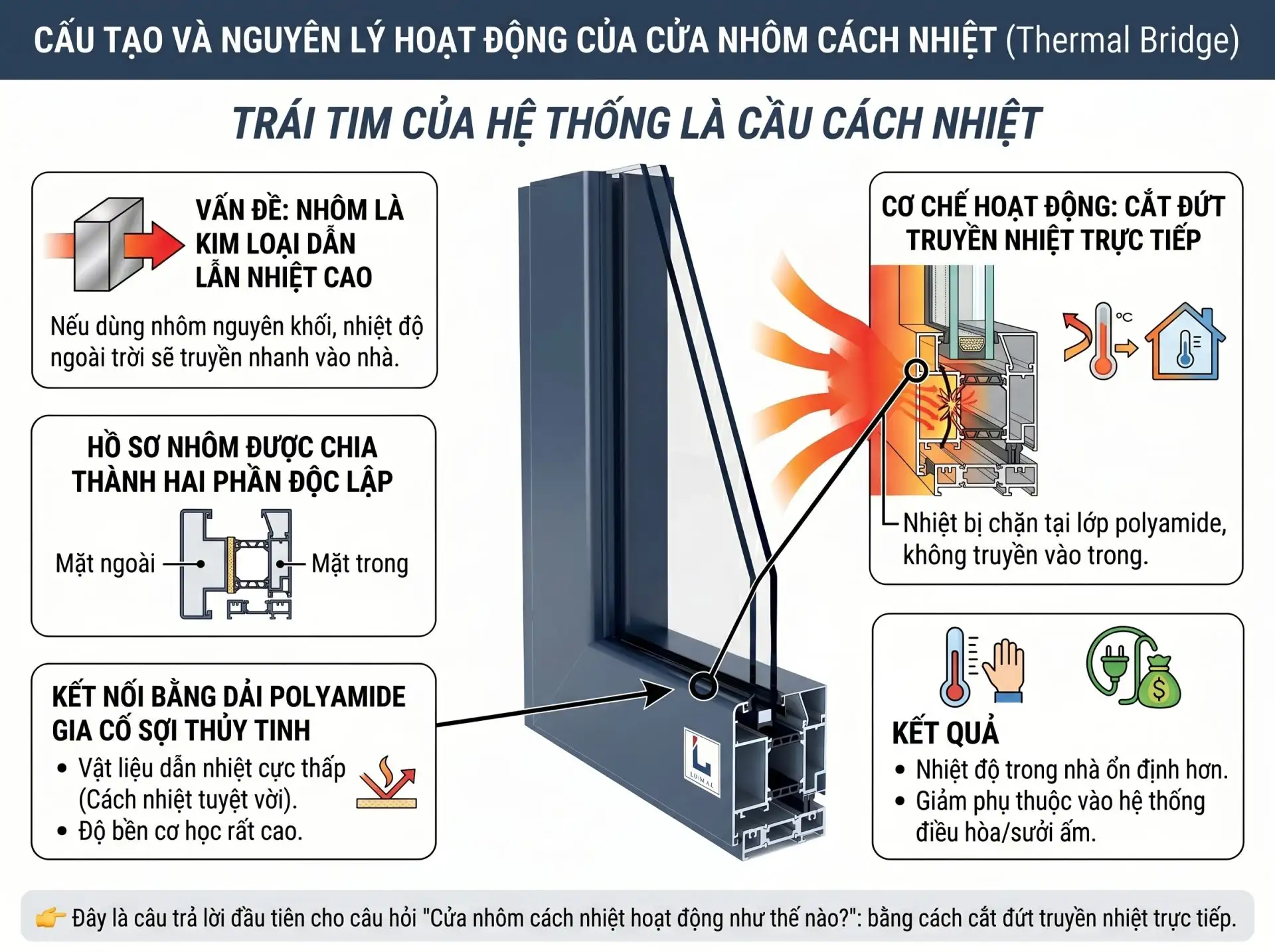 Cửa nhôm cách nhiệt hoạt động như thế nào?