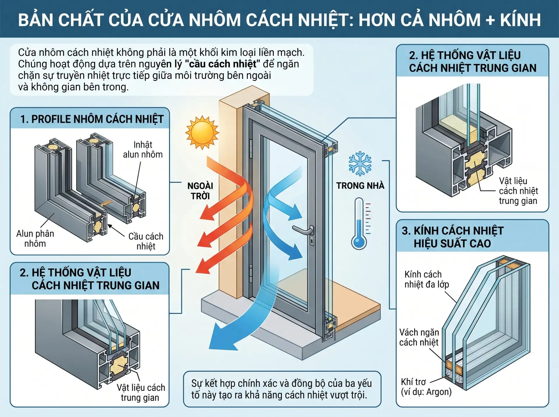 Cửa nhôm cách nhiệt hoạt động như thế nào?